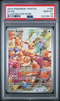 2024 POKEMON TWM EN-TWILIGHT MASQUERADE ILLUSTRATION RARE #188 EEVEE PSA 10 - Image 1