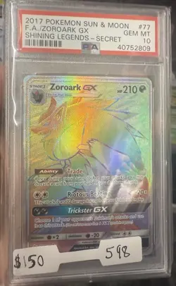 2017 POKEMON SUN & MOON SHINING LEGENDS SECRET #77 FULL ART/ZOROARK GX PSA 10 - Image 1