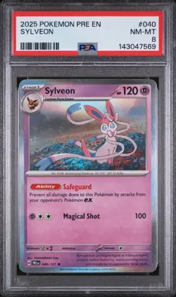 Pokemon TCG Sylveon Prismatic Evolutions Holo Rare 040/131 Sv: Prismatic PSA 8 - Image 1