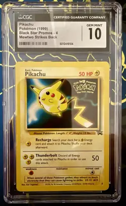 Pokemon TCG Pikachu #4 1999 Black Star Promo “Mewtwo Strikes Back” CGC GEM 10 - Image 1