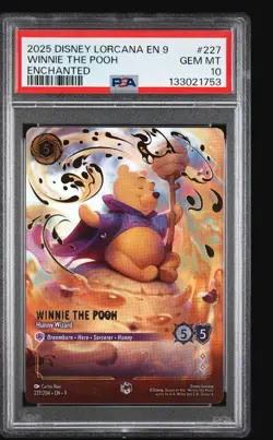 2025 DISNEY LORCANA EN 9-FABLED ENCHANTED WINNIE THE POOH HUNNY WIZARD PSA 10 - Image 1