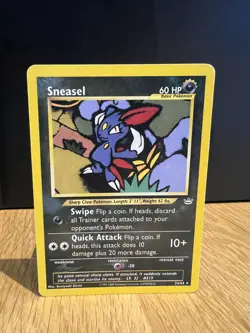 Sneasel Neo Revelation 24/64 Excellent Rare Non Holo Pokemon Card 2000 - Image 1