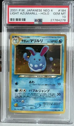 Light Azumarill Neo 4 Destiny Japanese Holo #184 PSA 10 Gem Mint Pokemon 2001 - Image 1