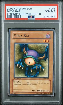 2002 YU-GI-OH! LOB-LEGEND OF BLUE EYES WHITE DRAGON 1ST ED #083 MEDA BAT PSA 10 - Image 1