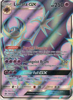 Pokemon: SM Base Set: Holofoil Lunala GX (Full Art): Lightly Played Condition - Image 1