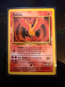 Pokemon TCG Moltres 27/62 Vintage Non-Holo Rare Card Fossil Base Set LP - Image 1