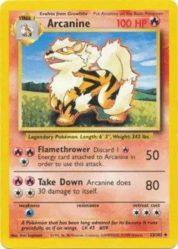 Arcanine 23/102 Base Set Pokemon Card LP - Image 1