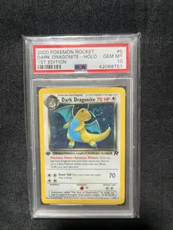 Pokemon 2000 1st Edition Team Rocket Dark Dragonite Holo PSA 10 (Noggin Swirl💫) - Image 1