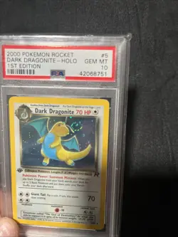 Pokemon 2000 1st Edition Team Rocket Dark Dragonite Holo PSA 10 (Noggin Swirl💫) - Image 3