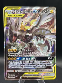 Pikachu & Zekrom GX SM168 Pokemon Sun & Moon Tag Team Alt Art Promo NM- - Image 1