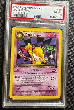 2000 Pokemon TEAM ROCKET 1st Edition DARK HYPNO #26 PSA graded 8 NM- MT - Image 1