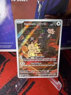 Pokemon TCG Team Rockets Meowth 203/182 Illustration Rare Destined Rivals NM - Image 1