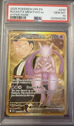 Team Rocket’s Mewtwo Ex #240/182 - 2025 Pokemon SV: Destined Rivals - PSA 10 - Image 1