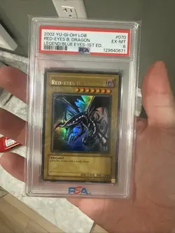 2002 Yu-Gi-Oh PSA 6 Red Eyes Black Dragon Lob 1st Edition LOB-070 legend - Image 1