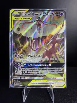 Espeon & Deoxys GX SM240 TAG TEAM Promo Holo Pokemon Card - Image 1