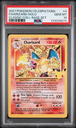 2021 POKEMON CELEBRATIONS CLASSIC COLL #4 CHARIZARD-HOLO PSA 10 - Image 1