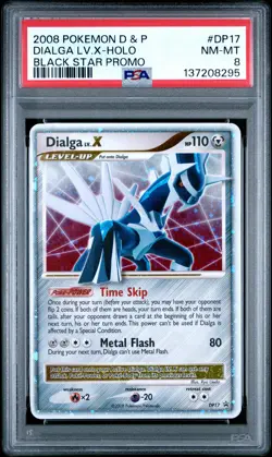 2008 POKEMON DIAMOND & PEARL BLACK STAR PROMO #DP17 DIALGA LV.X-HOLO PSA 8 - Image 1