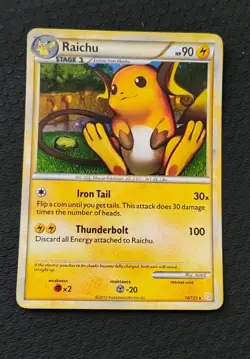 Raichu - Pokemon TCG Heart Gold Soul Silver Holo Rare 10 LP/NM - Image 1
