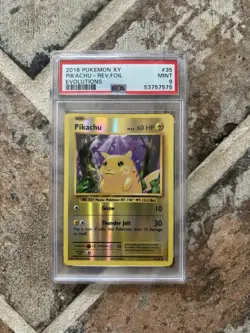Pikachu Reverse Holo Foil 35/108 XY Evolutions 2016 Pokemon Card PSA 9 - Image 1