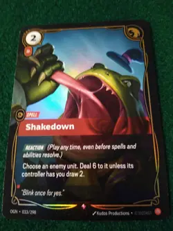 SHAKEDOWN 33/298 RIFTBOUND LEAGUE OF LEGENDS RARE FOIL ENGLISH CARD - Image 1