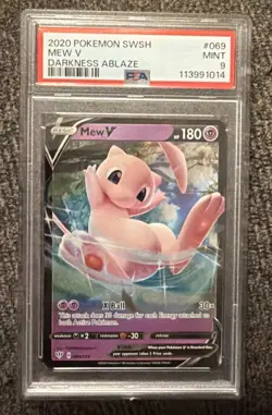 2020 POKEMON SWORD & SHIELD DARKNESS ABLAZE MEW V 069 PSA 9 Mint - Image 1