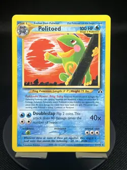 Pokemon TCG Politoed 27/75 Neo Discovery Regular Rare MP - Image 1