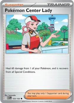 Pokemon Center Lady ME01: Mega Evolution 123/132 Common Reverse Holofoil Poke... - Image 1