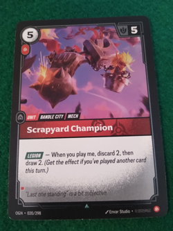 SCRAPYARD CHAMPION 020/298 RIFTBOUND LEAGUE OF LEGENDS RARE FOIL ENGLISH CARD - Image 1