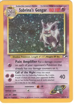 Sabrina's Gengar 14/132 Holo Rare - Gym Heroes - 2000 WOTC Pokemon Card LP - Image 1