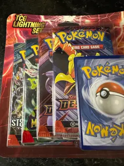 Pokemon TCG Lightning Set 4 Packs + 1 Bonus Card! Brand New/Sealed! 🔥 - Image 1