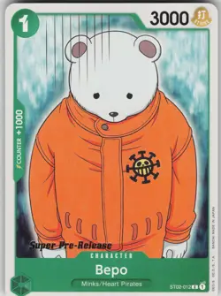 One Piece TCG Bepo C Super Pre-Release Starter Deck 2: Worst Generation ST02-012 - Image 1