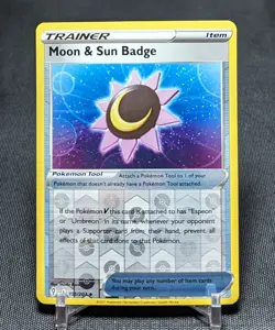 Moon And Sun Badge Reverse Holo 2021 Pokemon TCG Evolving Skies Card #151/203 - Image 1