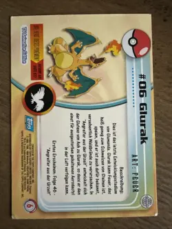 1999 Topps Pokemon Blue Logo TV Animation Edition Glurak #06 deutsch - Image 2