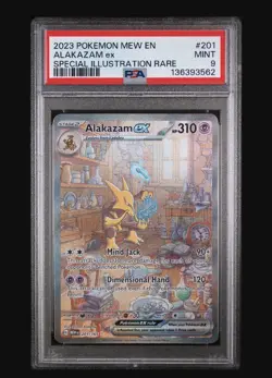 2023 POKEMON MEW EN-151 SPECIAL ILLUSTRATION RARE #201 ALAKAZAM EX PSA 9 - Image 1