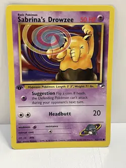 Pokemon WOTC TCG Vintage Sabrina's Drowzee 092/132 Gym Heroes Regular LP - Image 1