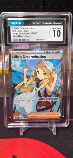 Pokemon CGC GEM MINT 10 Lillie's Determination 169/132 Mega Evolution Full Art - Image 1
