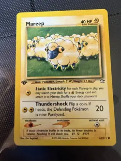 1st Edition Mareep 65/111 Pokemon TCG Neo Genesis WOTC 2000 Vintage LP - Image 3