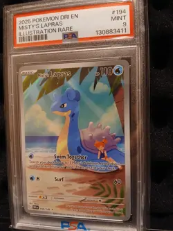 2025 POKEMON DESTINED RIVALS ILLUSTRATION RARE #194 MISTY'S LAPRAS PSA 9 - Image 2