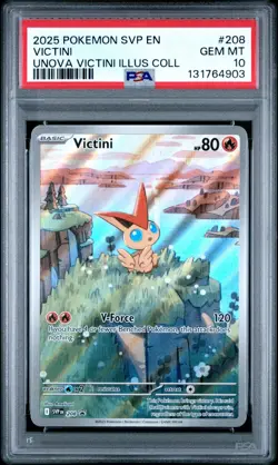 2025 POKEMON SVP EN-SV BLACK STAR PROMO #208 VICTINI PSA 10 - Image 1