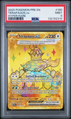 2025 POKEMON PRE EN-PRISMATIC EVOLUTIONS HYPER RARE #180 TERAPAGOS EX PSA 9 - Image 1