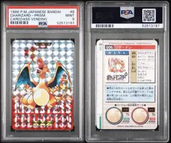 1996 Pokemon Japanese Bandai Carddass Charizard Red Prism PSA 9 Mint - Image 3