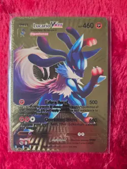 Pokemon Lucario VMAX Gold Foil Fan Art Collector Card - 460 HP - Image 1