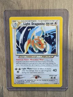 Pokemon TCG Light Dragonite Neo Destiny Holo w/ Swirl 14/105 - Image 1