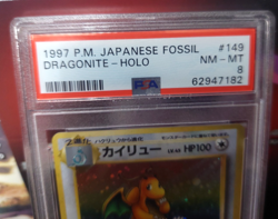 1997 Pokemon Japanese Fossil #149 Dragonite Holo PSA 8 NM_MT - Image 2
