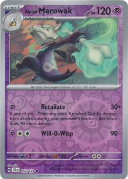 Alolan Marowak 057/159 Journey Together Pokemon TCG Reverse Holo - Image 1