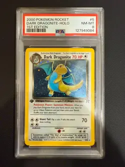2000 Pokemon Rocket #5 Dark Dragonite Holo 1st Edition PSA 8 (NM-MT) - Image 1