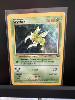 Pokemon Scyther Jungle Holo Rare 70HP Unlimited 10/64 English 1999 Card - Image 1