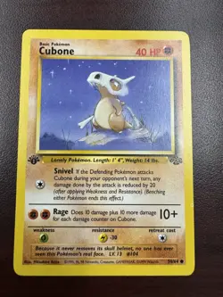 Cubone 1st edition Common Jungle 50/64 Vintage Pokemon Card LP - Image 1