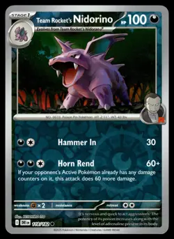 TEAM ROCKET'S NIDORINO 118/182 Common Destined Rivals Pokemon Reverse Holo NM - Image 1