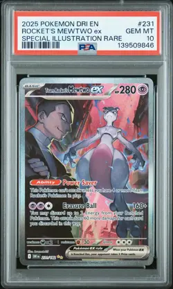 2025 POKEMON DRI EN-DESTINED RIVALS #231 TEAM ROCKET'S MEWTWO EX PSA 10 - Image 1